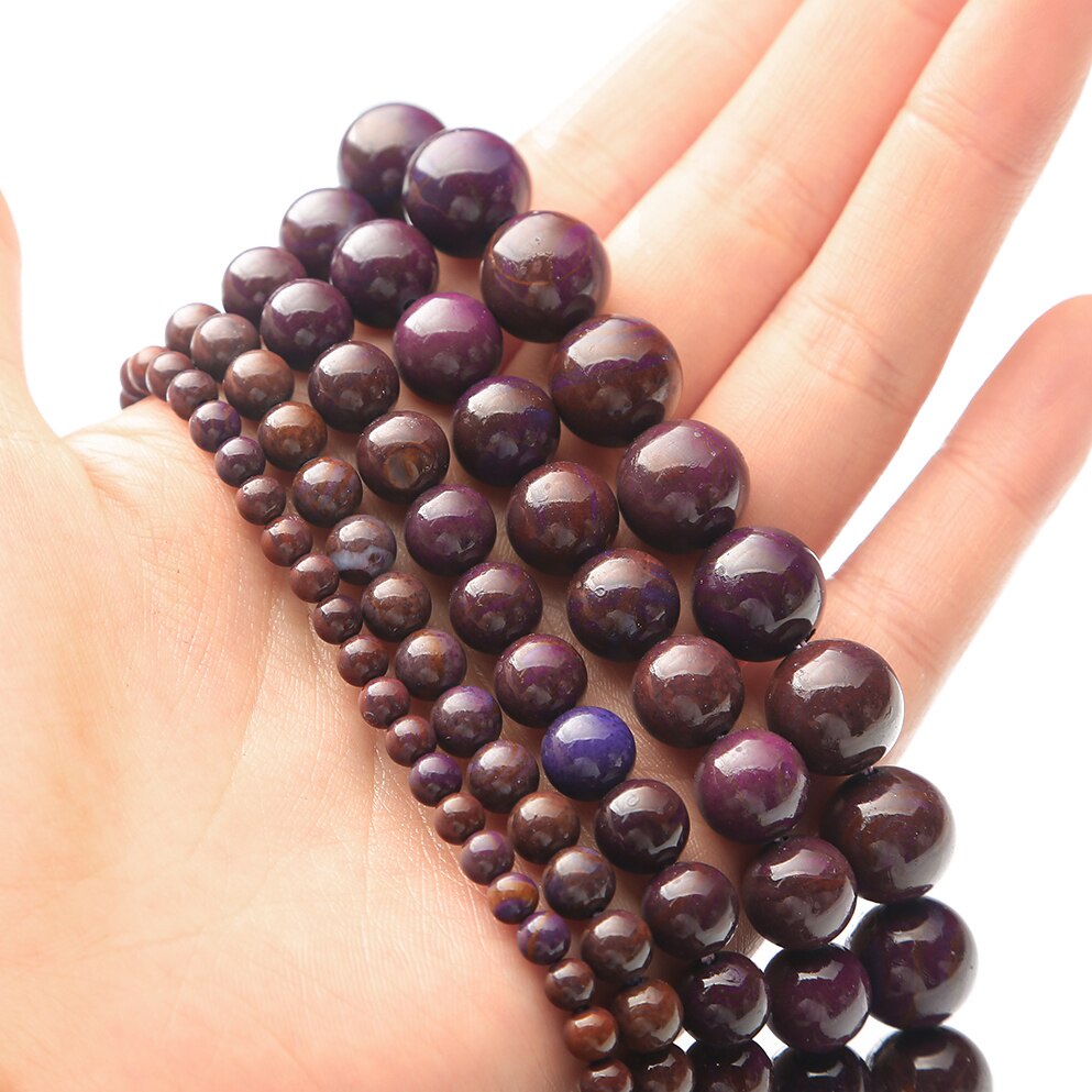 32-89 pcs Warna Aditif Alami Zijin Stone Beads, Diameter 4/6/8/10/12mm, Diameter lubang sekitar 1mm, untuk Membuat Perhiasan DIY