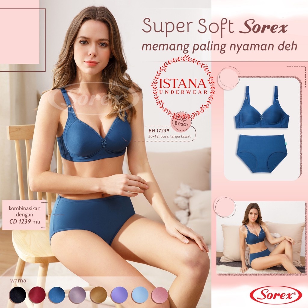 BRA Bh Sorex super soft 17239 tanpa kawat Cup besar| BRA sorex cup besar