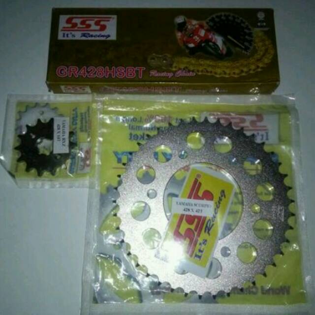 Gear set Ger set Gir set SSS 428 HSBT VIXION MX KING RANTAI SSS GOLD ORIGINAL