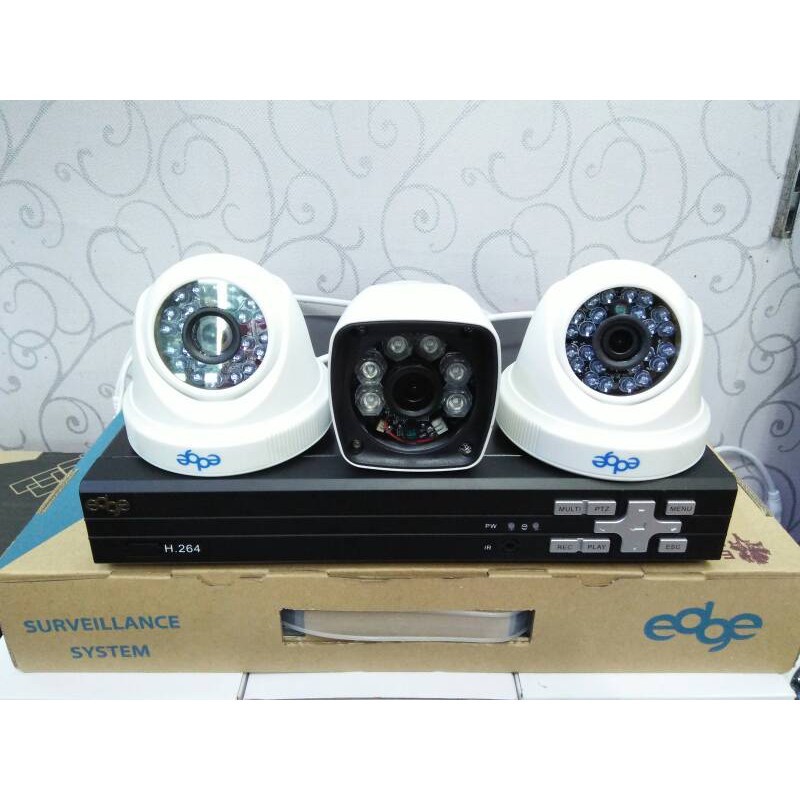 Paket camera cctv 4ch 3 camera + Hard disk