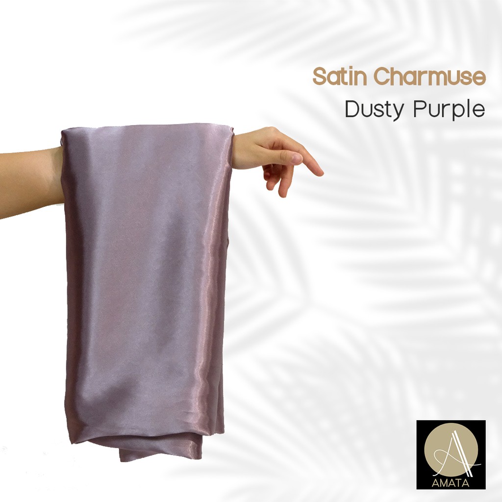 1/2 meter Kain Satin Charmuse / Sateen Silk Premium Dusty Purple