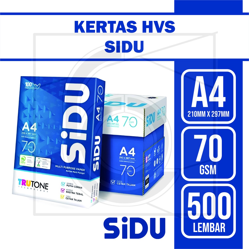 Jual KERTAS HVS SIDU A4 70 GSM 1 RIM | Shopee Indonesia