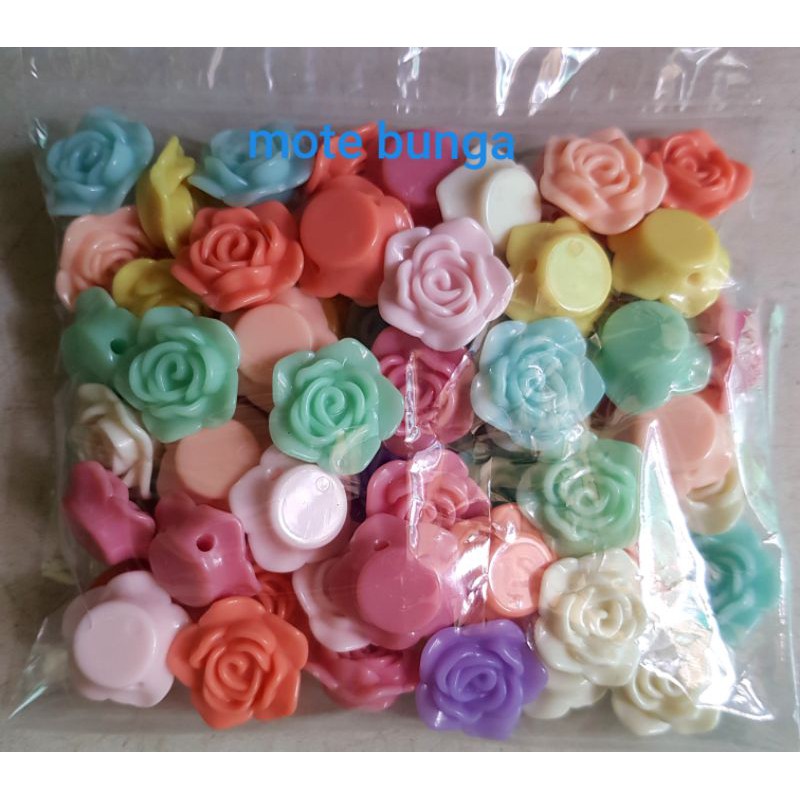 Mote Motif Bunga Mawar 100gram-Mote Bunga Pastel