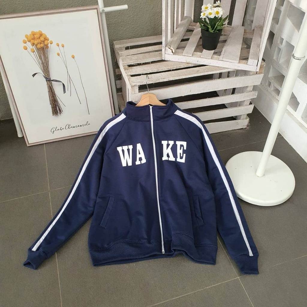 Jaket Wake Zipper Sweater Jaket Resleting Pria Wanita Bahan Fleece