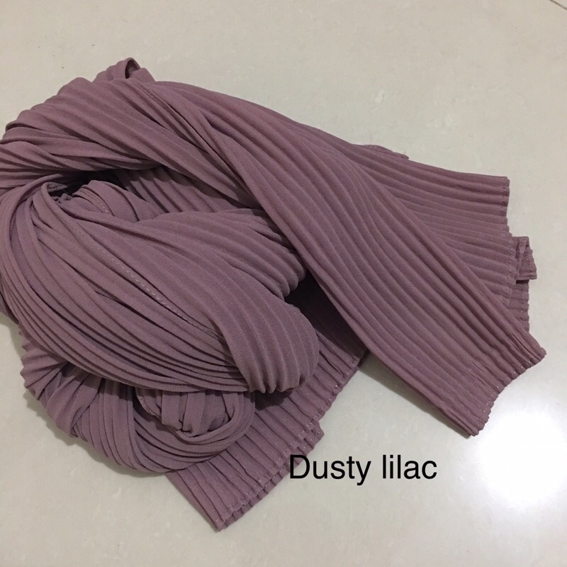 [TANPA GARIS TENGAH] FULL PLISKET PASHMINA pashmina plisket ceruty babydoll pasmina plisket-Dusty lilac