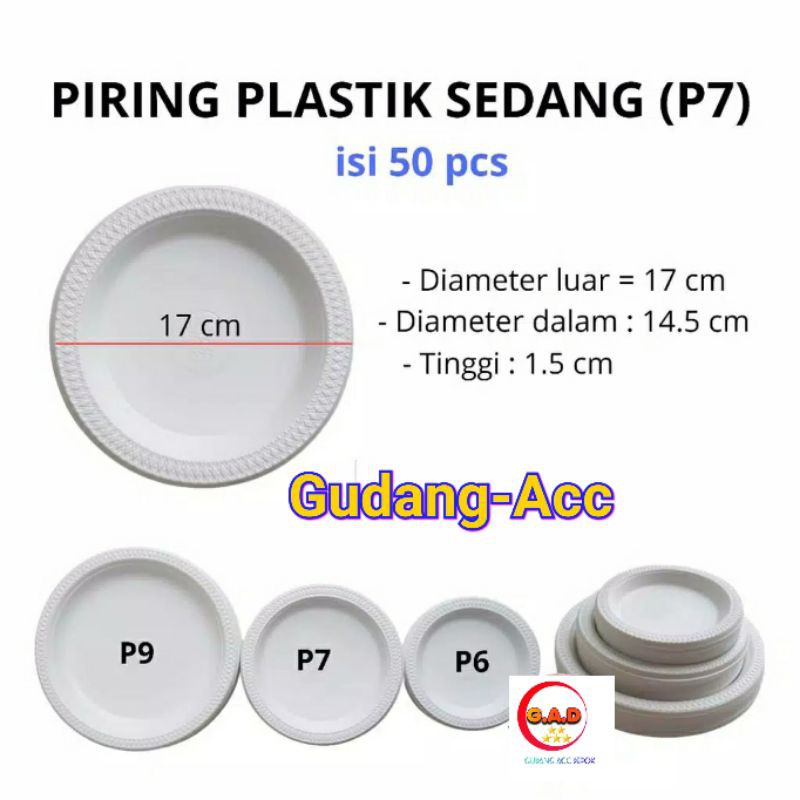 PIRING PLASTIK SEDANG / PIRING ACARA /PIRING MAKAN /PIRING PESTA UKURAN 7 P7