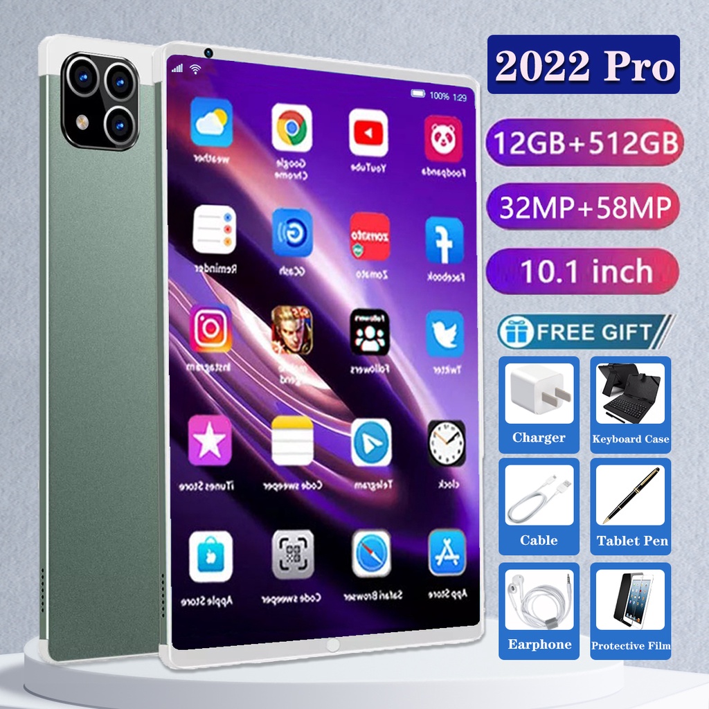 2022 Pro Tablet PC Asli Baru 10.1inch 12GB - 512GB Tablet Android 10 inch Layar Full Screen Layar Besar Wifi 5G Dual SIM Tablet Untuk Anak Belajar Tablet Gaming Murah Cuci Gudang Tablet Murah 5G