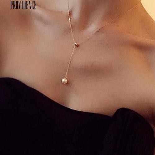 [Bayar Di Tempat]Adjustable Faux Pearl Pendant Kalung Selangka Rantai