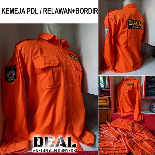 Baju Kemeja PDL Relawan / Banser / BPBD / BNPB / SAR / TAGANA Lapangan  Lengan Panjang Custom Bordir