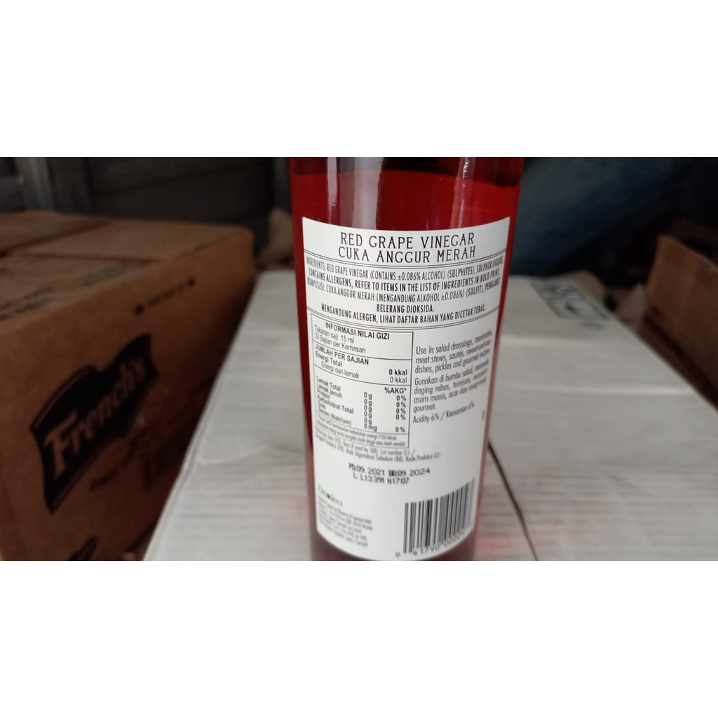 Bertolli / Red Wine Vinegar Cuka Merah Rasa Anggur / 500ml 500 ml