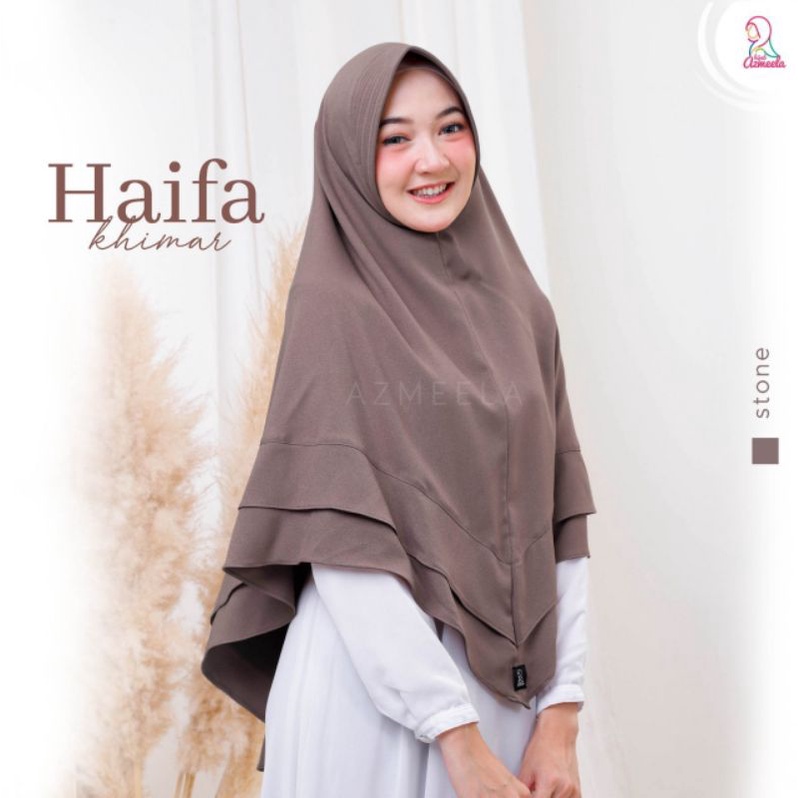 Haifa Khimar by Azmeela hijab instant simple syar'i Zara crepe pad-Stone