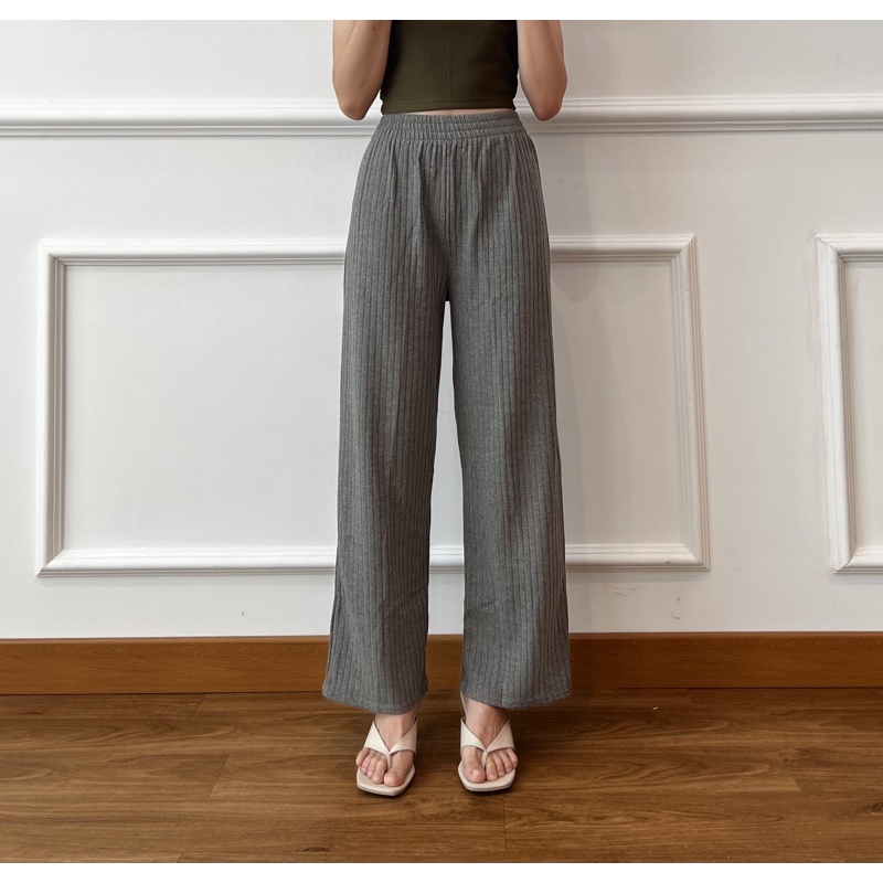 Shea pants/celana kulot knit/celana santai/longpants/kulot wanita/kulot high waist/celana wanita/kulot knit/ celana panjang-Dark grey