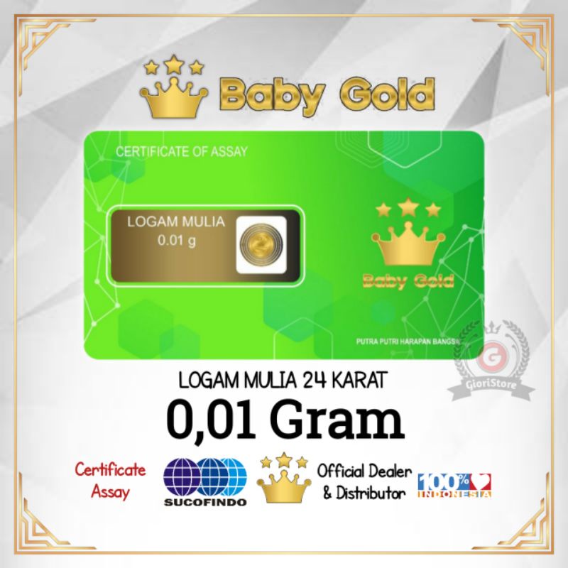 BABYGOLD 0.01 Gram Logam Mulia Emas Mini Asli 24 Karat