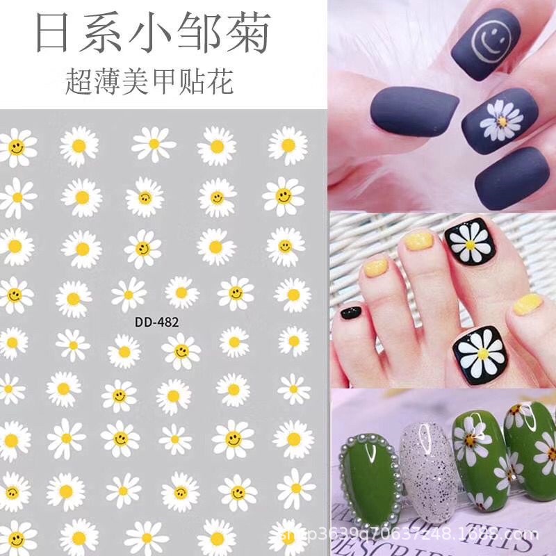 NAIL STICKER SUN FLOWER STIKER KUKU BUNGA PUTIH MATAHARI SUMMER NAIL STICKER FLOWER