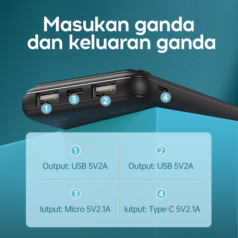 KIVEE powerbank mini murah 10000 mAh Type C ultra-thin model tipis power bank fast charging LED original dual usb xiaomi Iphone Garansi 1 tahun-5