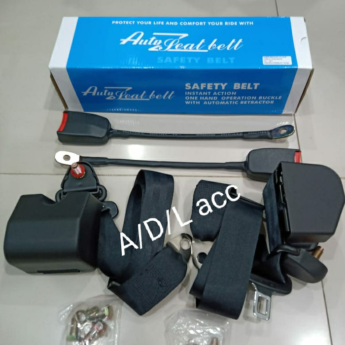 safetybelt SEATBELT otomatis TALI sabuk pengaman MOBIL 3 titik POINT warna hitam auto seat belt