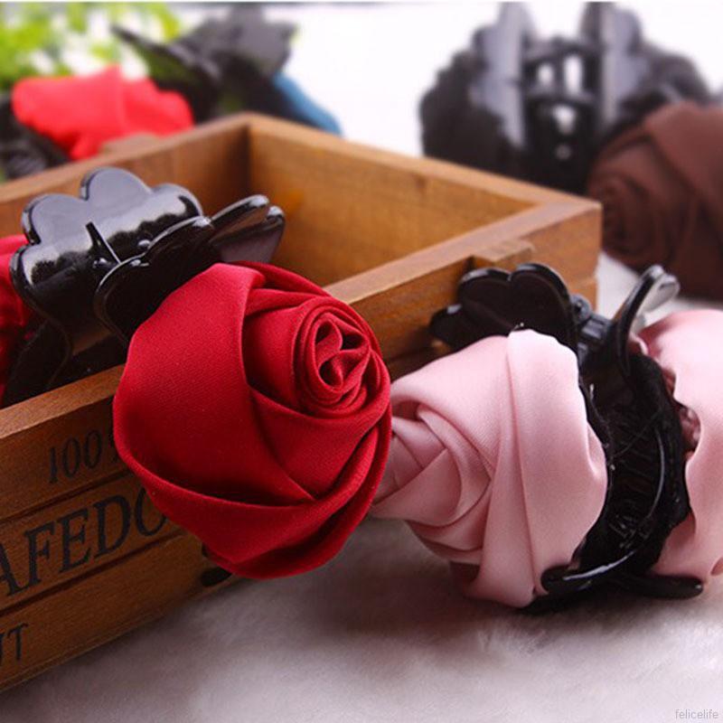  Jepit  Rambut  Model Pita Bunga  Mawar  Gaya Korea untuk 
