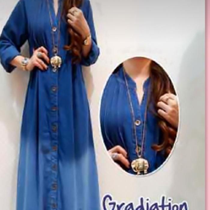 Dress | Jeans Denim Maxi Maxy Gamis Baju Muslim Ombre Gradasi Kemeja Hem Shirt Terbaru Ready Stock