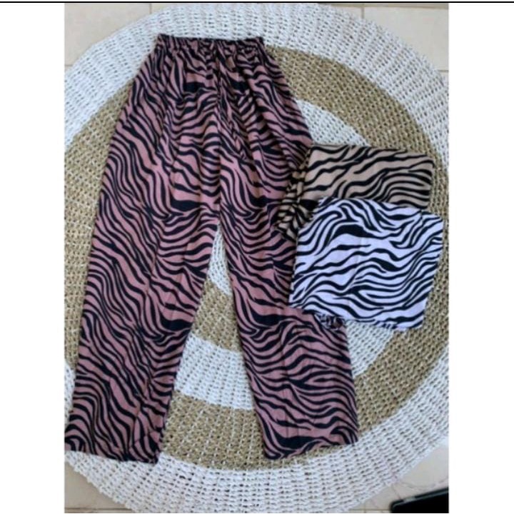 Celana Wanita// kulot motif animal zebra// celana panjang wanita motif