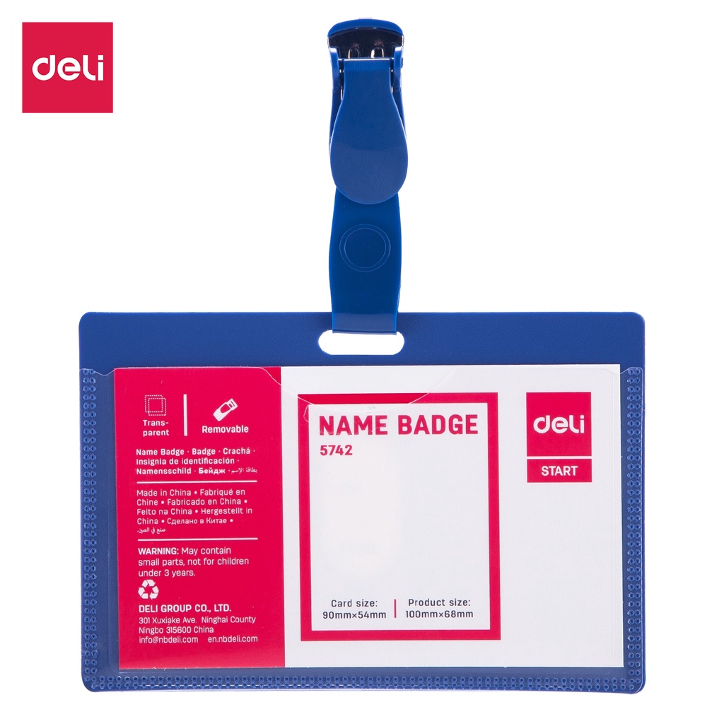 

Deli Lanyard Horizontal / Name Badge / Name Tag / ID Card Holder 50pcs/Box E5742