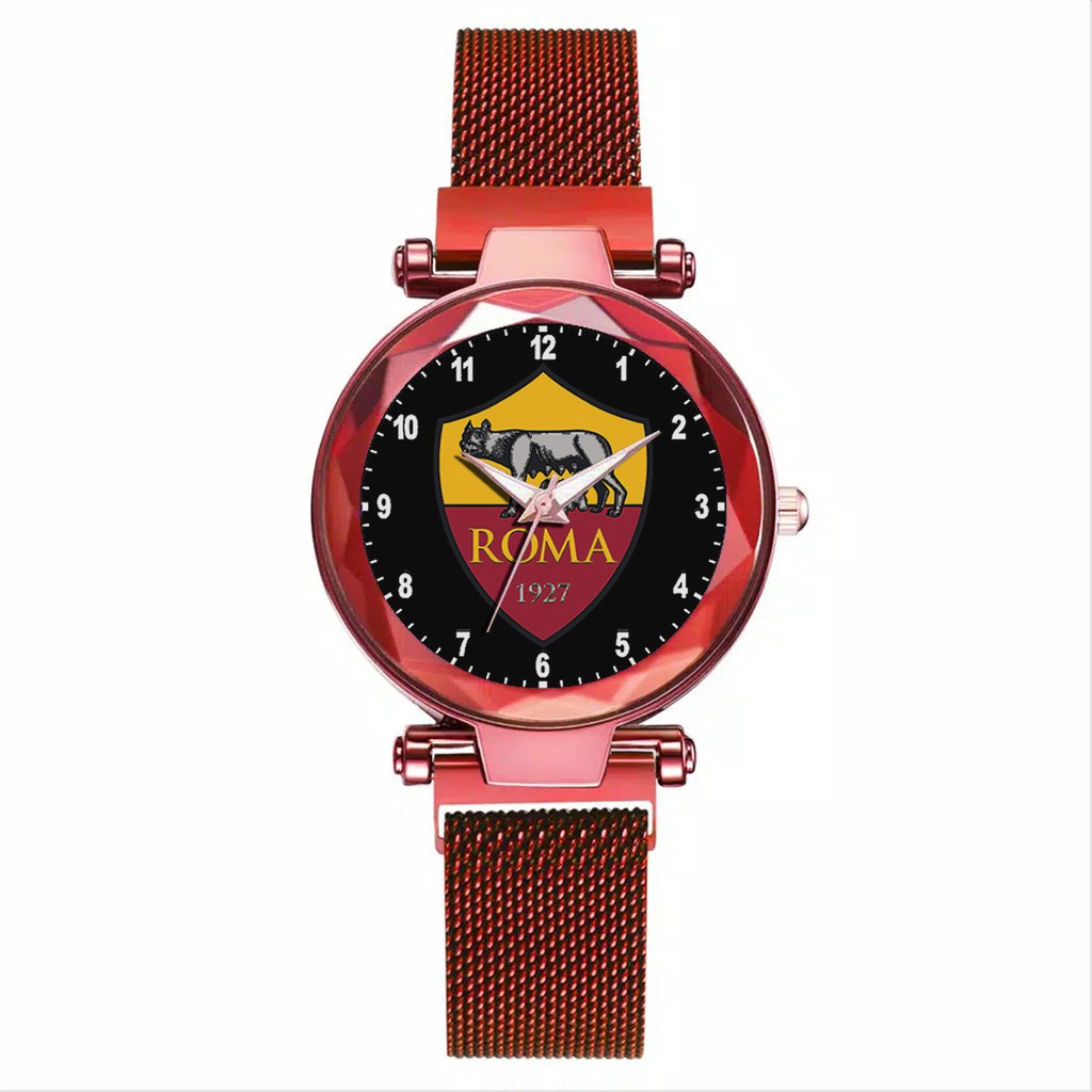 Jam Tangan Wanita Custom - AS ROMA MOTIF 1 Free Box &amp; Batre Cadangan