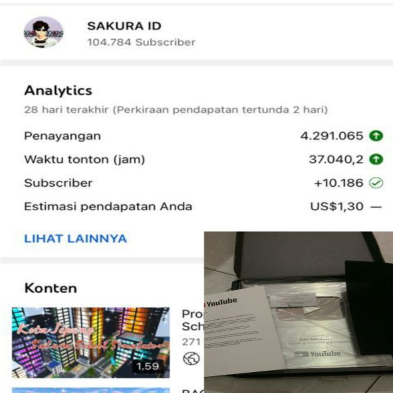 AKUN YOUTUBE 100.000 RIBU SUBSCRIBER
