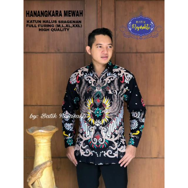 Batik Solo HANANGKARA MEWAH Kemeja Pria Katun Halus Sragenan Full Furing