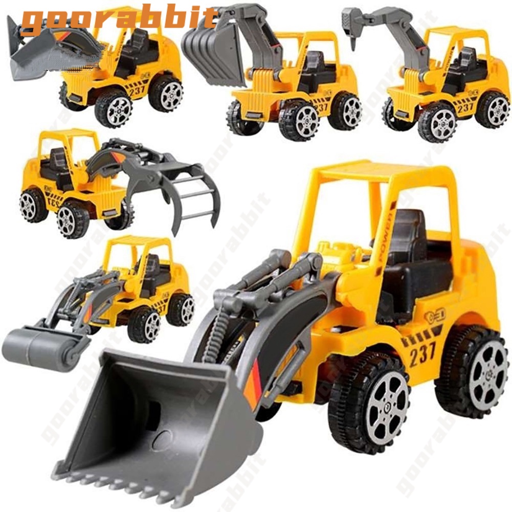 1pcs Random Mainan Konstruksi Anak, Kendaraan Konstruksi, Truk, Excavator, Buldozer, roller Loader, Mainan Untuk Hadiah Ultah Anak