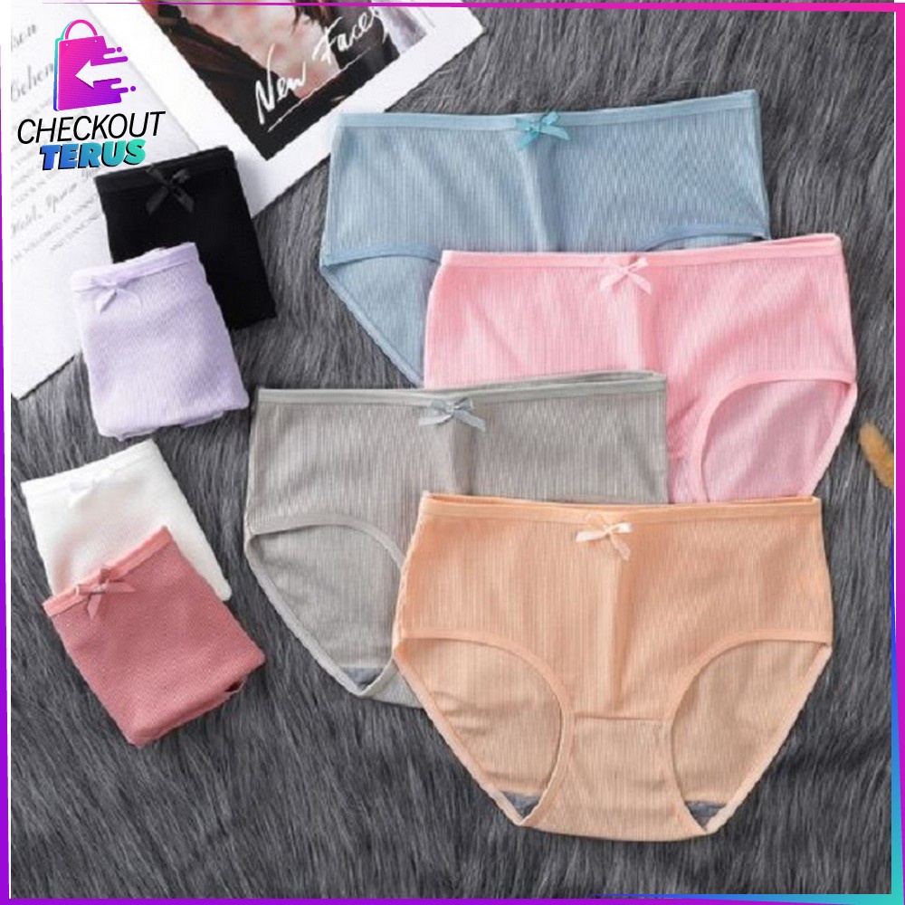 CT P84 CD Wanita Bahan Katun Pita Polos Celana Dalam Wanita Underwear Cewek Pakaian Dalam Wanita Sexy Kolor Wanita