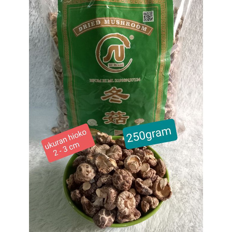 

Jamur Hioko Shitake Kering 2-3cm (Kecil) 250gram