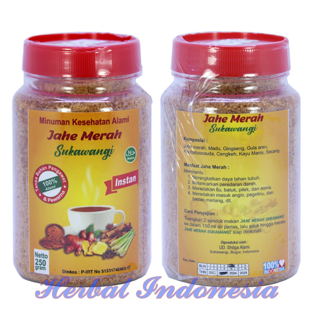 Jahe Merah Sukawangi 250 gr | Minuman Jahe Merah Sukawangi