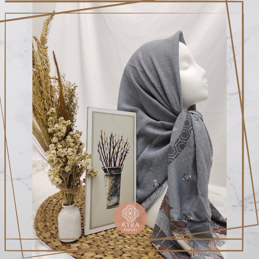 HIJAB SYARI SEGIEMPAT KERUDUNG JUMBO MOTIF JILBAB BESAR KERUDUNG JUMBO LASERCUT 130 cm JILBAB SYAR'I 130cm azzura Aubrey-C Stone