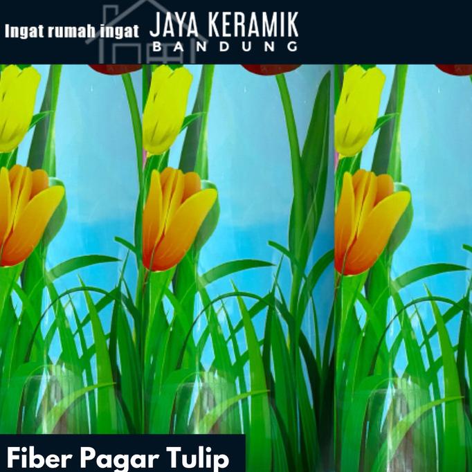 Jual Fiber Pagar Tulip Bunga / Penutup Pagar Meteran Motif Tulip Bunga