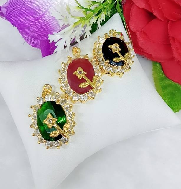 Liontin mata Hitam &amp; Merah lapis emas 24k