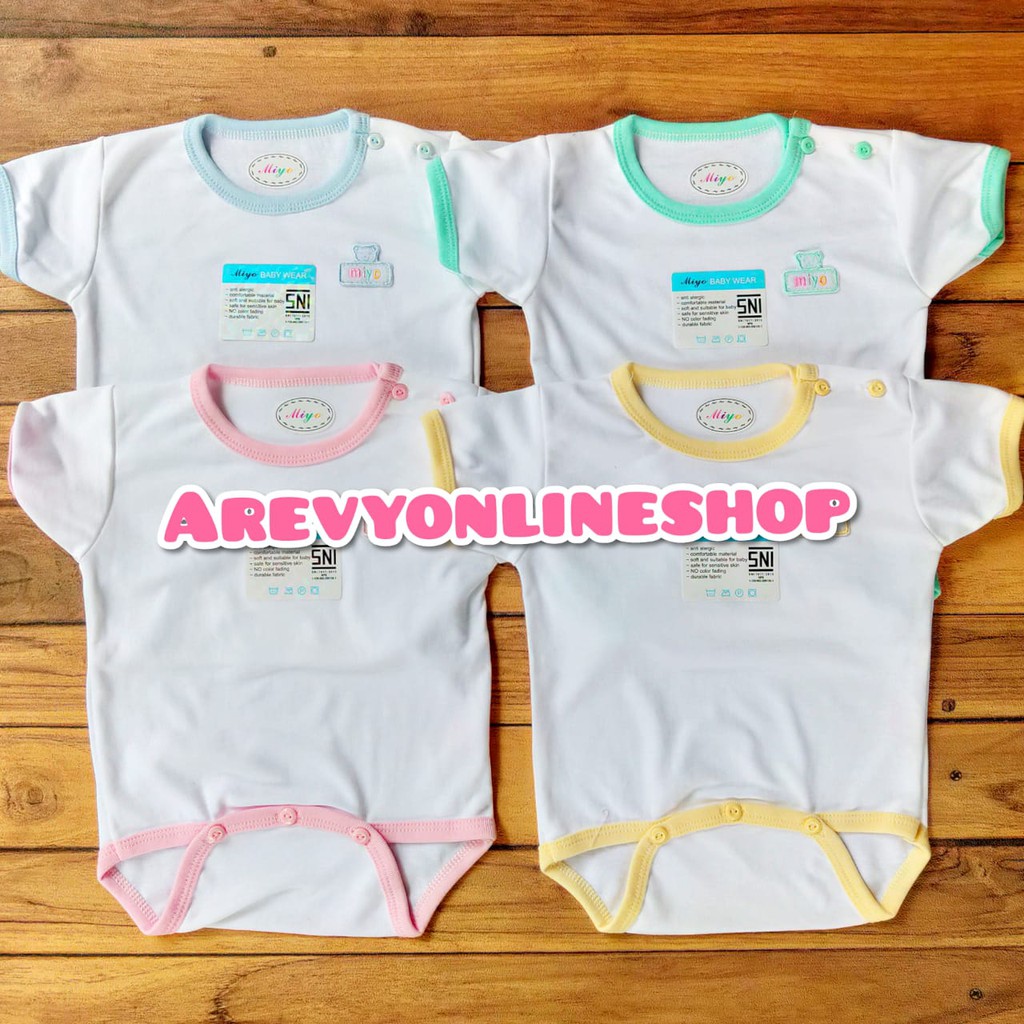 Miyo Jumper Bayi Baju Kodok segitiga Putih List Warna 0-6 Bulan NEWBORN / Perlengkapan Bayi Kado Baby