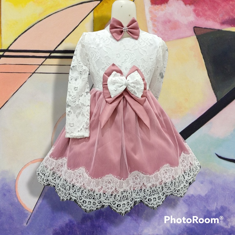 GAUN PESTA ANAK PEREMPUAN DRESS TUTU PEREMPUAN BAHAN BRUKAT