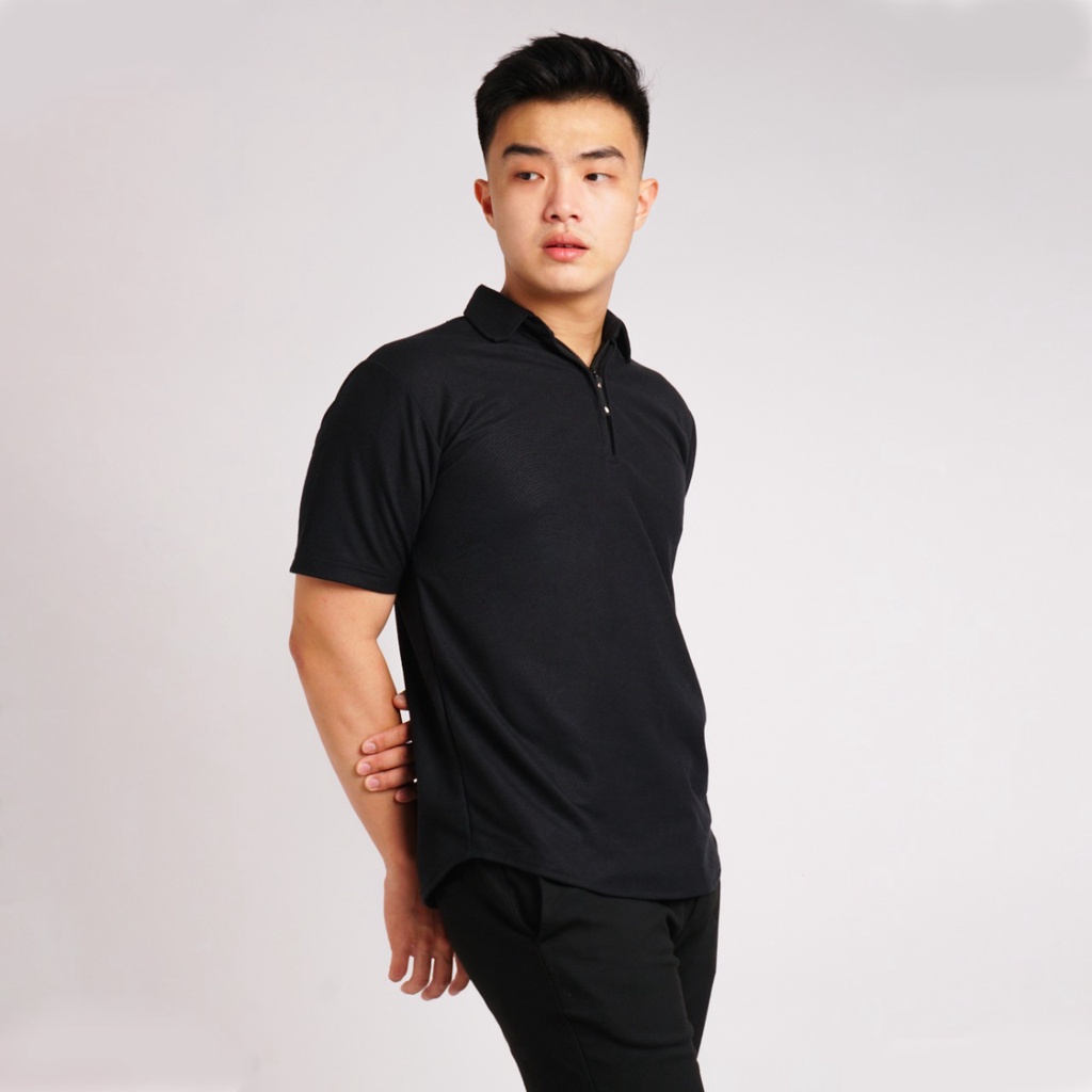 Kaos Kerah Polo Shirt Pria Polos Lengan Pendek Original Broguy - Hitam