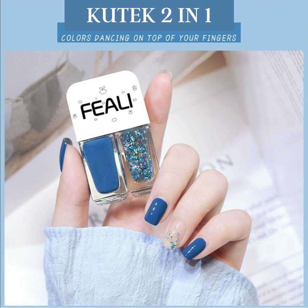 2IN1 KUTEKS 2 TONE KUTEK KOREA Cat Kuku muslimah Gel Nail polish B01-B30