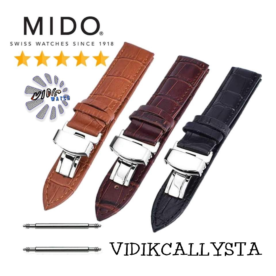 Tali jam strap leather mido 20mm 22mm