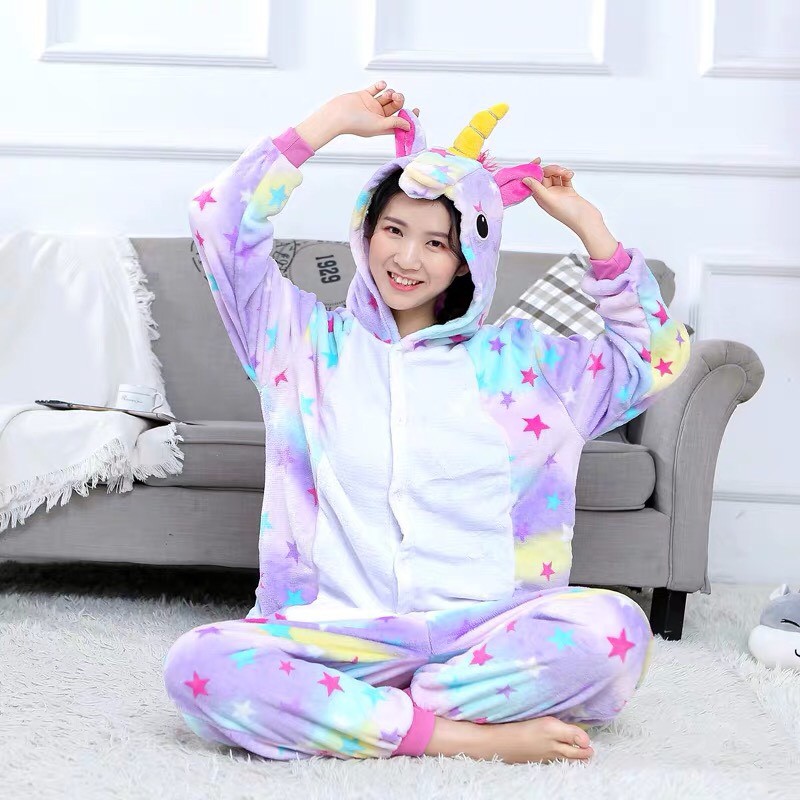 BAJU ONESIE UNICORN FLUFFY GALAXY STAR COSPLAY PIYAMA