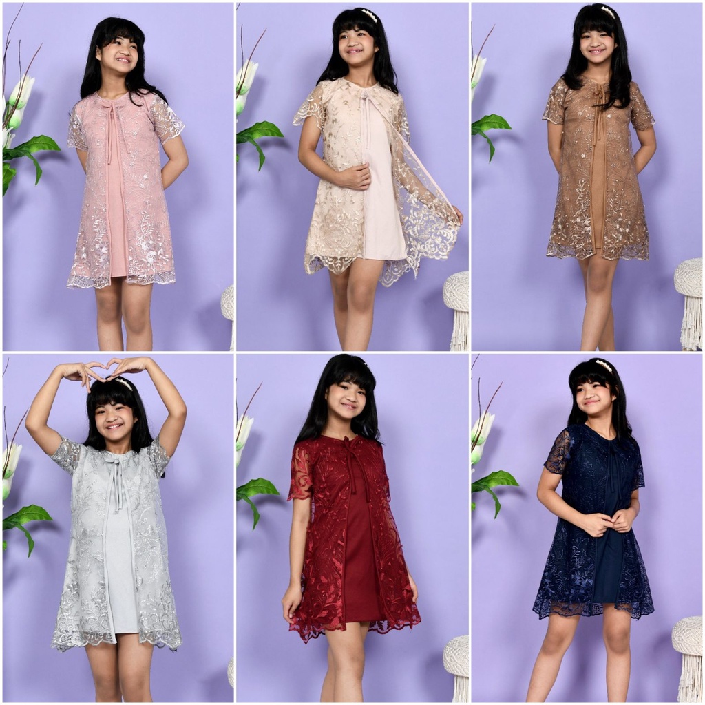 (S,M,L,XL,XXL JUMBO &amp; ANAK ) Dress Daisy Tile Bordir Brukat Glitter Mutiara