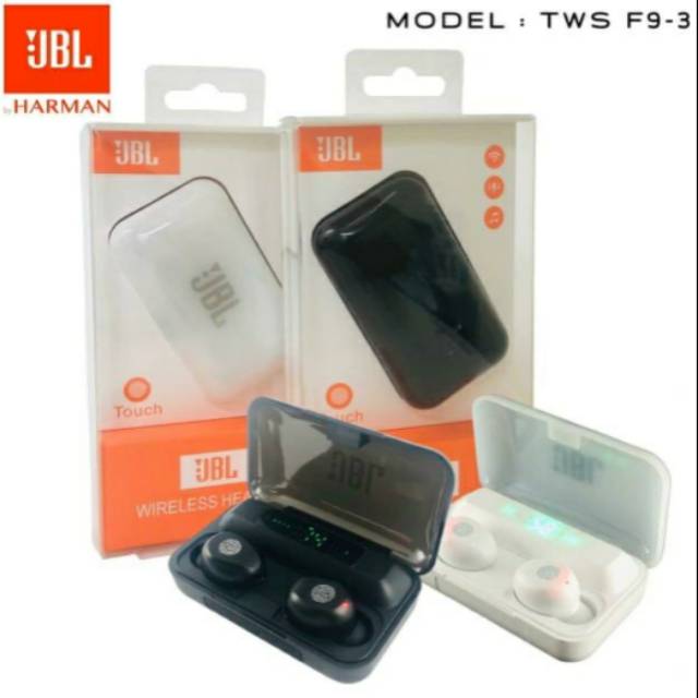 HEADSET WIRELESS BLUETOOTH JBL LED TOUCH CONTROL F9-3 EARPHONE F9 3 HF TWS