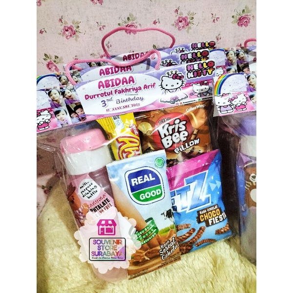 Paket ultah botol minum || Snack ultah surabaya || Souvenir botol fliptop