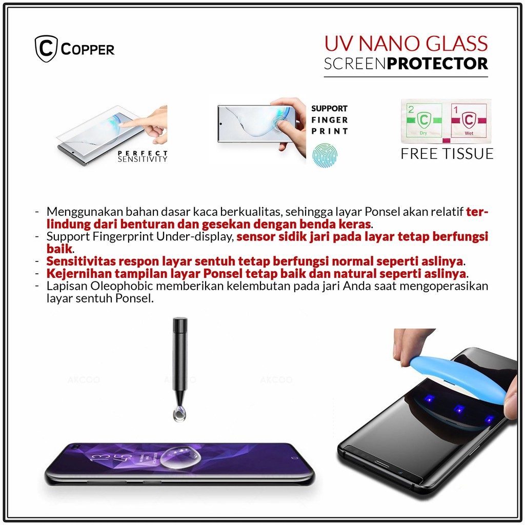 Samsung Galaxy S9 Plus - COPPER Nano Uv Glue Tempered Glass