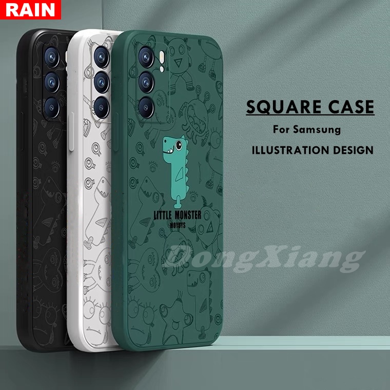 Samsung Galaxy A03 A13 A02 A10S A32 A52 A33 A53 A13 A03S A02S A12 A51 A71 A72 A20 A20S A30 A50 A50S A30S Motif Monster Kecil Kubus Lurus Soft Case Cover Hujan
