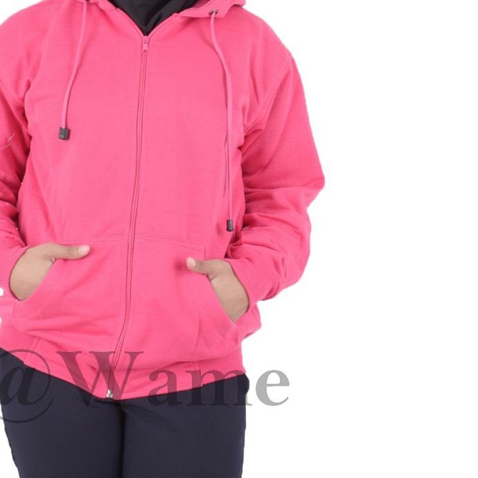 ☻ Jaket zipper polos hoodie M,L,XL,XXL pria wanita pink fanta wame ❇
