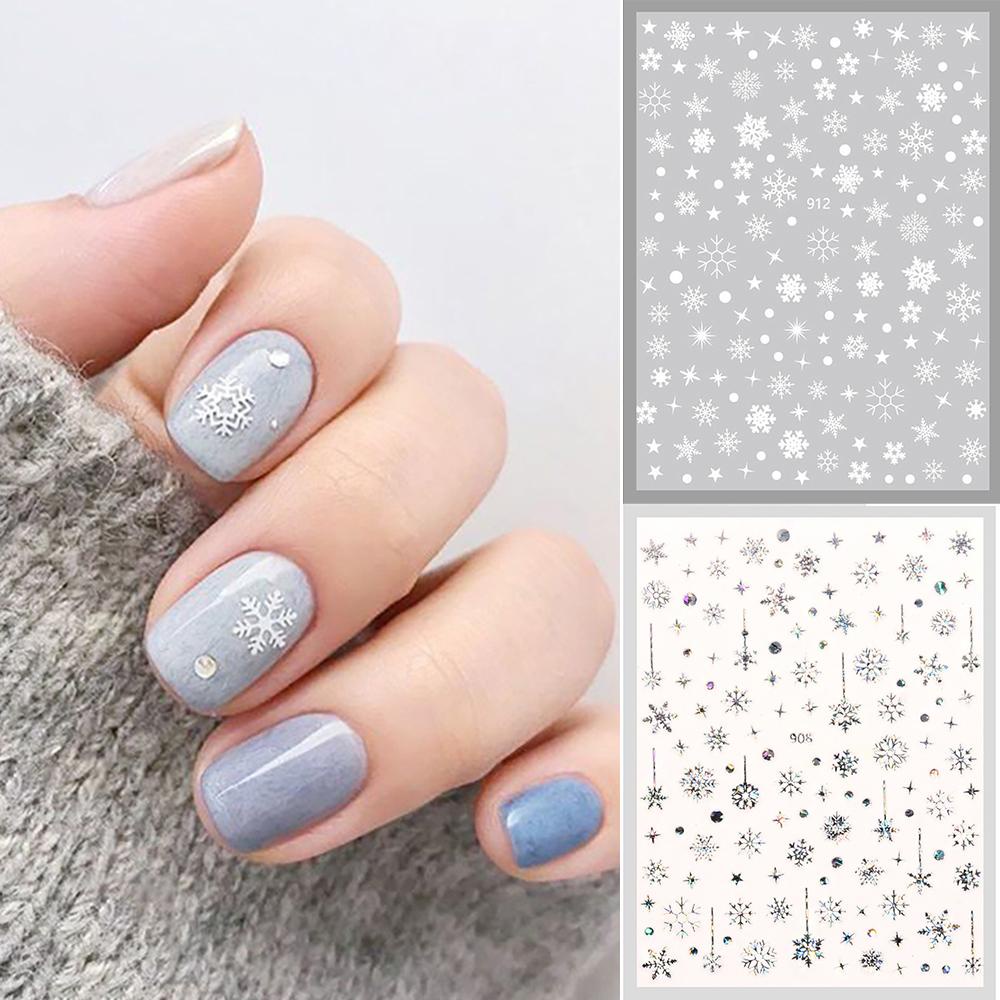 AUGUSTINA Agustina Natal Nail Art Laser Perak Laser Emas Tahan Air Self Adhesive Decals