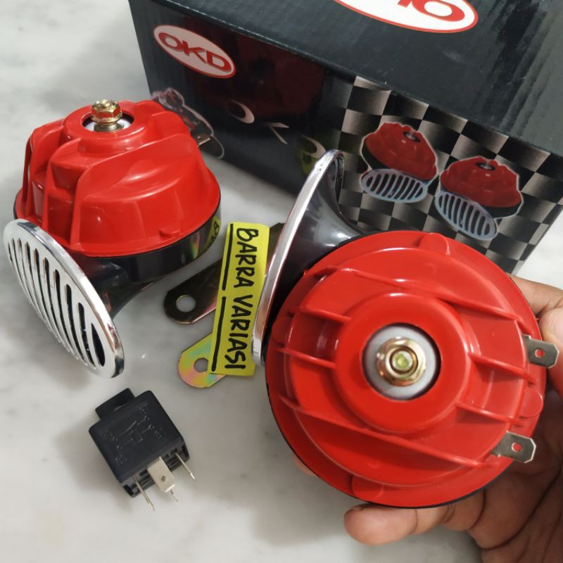 BEST SELLER OKD KLAKSON KEONG DOBLE ISI DUA, SATU SUARA bisa untuk motor dan mobil 12v suara ngeBASS