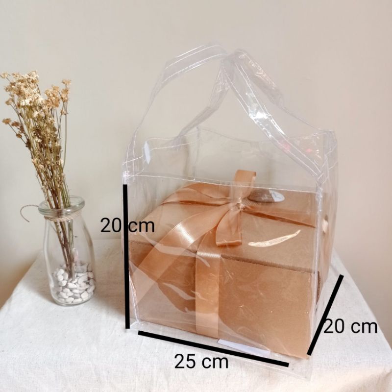 Tas nasi box mika PVC bening/ Tas nasi kotak mika transparan/ Tas bento box ultah anak mika bening l