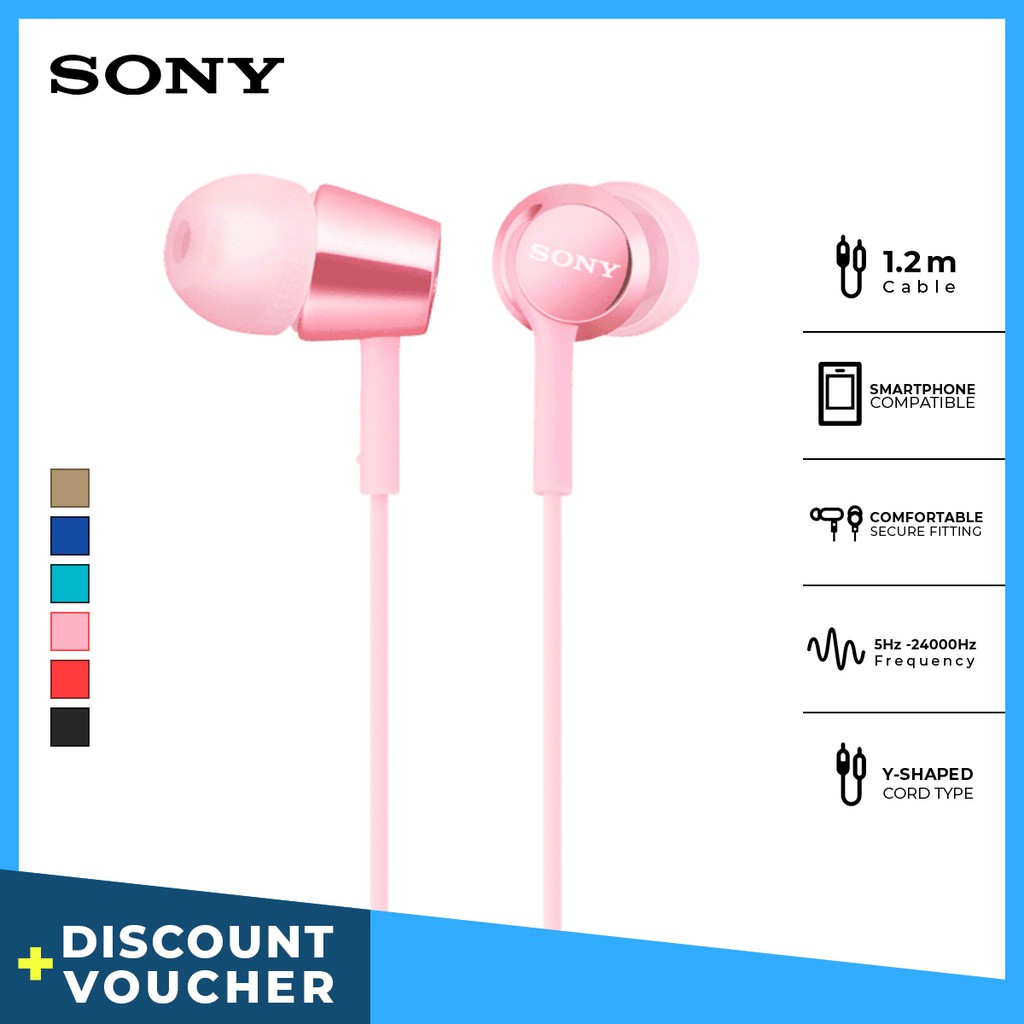 Earphone Sony MDR-EX155AP Handsfree Mass Model In-Ear - Pink Earphone Headset Original